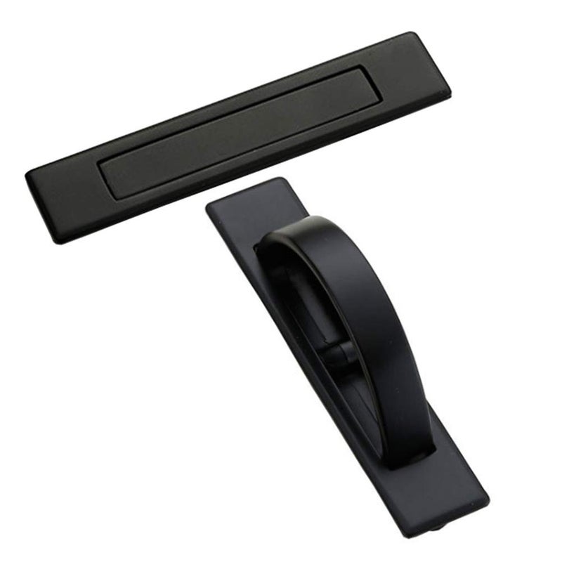 DEVILMAYCARE DayCount Pack of 2 Invisible Cabinet Drawer Handle Rotating Zinc Alloy Hidden Grip Pulls Handles Hardware for Cabinet, Wardrobe, Tatami and Drawer (Black) - Image 1